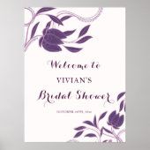エレガントなペイズリー パープル ブライダル シャワー ウェルカム ポスター (正面)