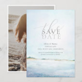 エレガントなペイントビーチウェディング写真Save the Date 招待状 (正面/裏面)