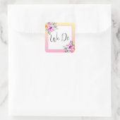 エレガントなペチュニアの花の黄色とピンクの「私たちはします」 スクエアシール (バッグ)