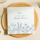 エレガントなペリウィンクルブルーのワイルドフラワーのブライズシャワー スタンダードランチョンナプキン