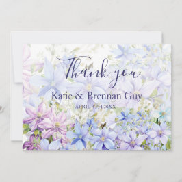 エレガントなペリウィンクル結婚式のお礼 サンキューカード