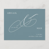 エレガントなペリウィンクル色の結婚式　Save the Date ポストカード (正面)