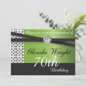 エレガントなペリドットおよび黒い誕生会 招待状 (スタンド正面)