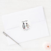 エレガントなペンギンのカップル 結婚式のお礼 ラウンドシール (封筒)