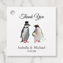 エレガントなペンギンカップル 結婚式のお礼 フェイバータグ