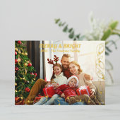 エレガントなホイルクリスマス ライトのフォトカード 箔シーズンカード (立ち正面)