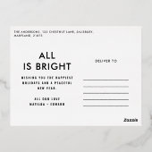 エレガントなホイル3枚の写真 現代 箔シーズンポストカード (裏面)