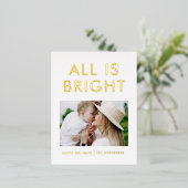 エレガントなホイル 1 枚の写真 現代のホイル ホリデー ポストカード (立ち正面)