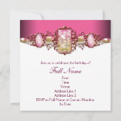 エレガントなホットピンクとゴールドの誕生日パーティー 招待状 (裏面)