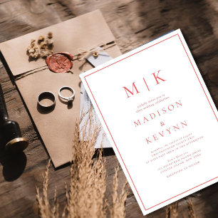 エレガントなホットピンクのクラシックウェディング 招待状