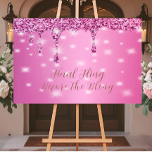 エレガントなホットピンクのグリッター ドリップ バチェロレッテ