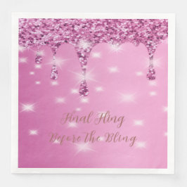 エレガントなホットピンクのグリッター ドリップ バチェロレッテ スタンダードランチョンナプキン
