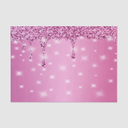 エレガントなホットピンクのグリッター ドリップ 薄葉紙 (正面)