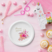 エレガントなホットピンクの花のウェディングシャワー カスタムギフト ペーパープレート (パーティー)