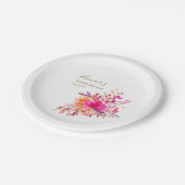 エレガントなホットピンクの花のウェディングシャワー カスタム ギフト ペーパープレート (アングル)