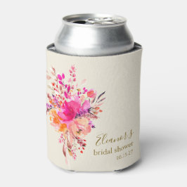 エレガントなホットピンクの花のブライダルシャワー カスタム 缶クーラー