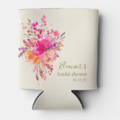 エレガントなホットピンクの花のブライダルシャワー カスタム 缶クーラー (正面)