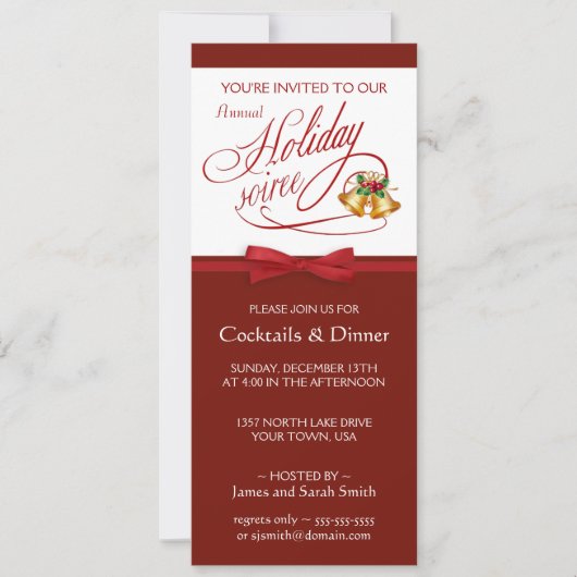 エレガントなホリデーパーティーの招待状 招待状 (正面)