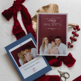 エレガントなホリデー写真カード　飾り縁付き 招待状