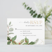 エレガントなホリーデイ ゴールドスタースウェディング 出欠カード (スタンド正面)