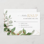 エレガントなホリーデイ ゴールドスタースウェディング 出欠カード (正面/裏面)