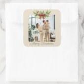 エレガントなホリーデイ＆レッドリボン クリスマス -  スクエアシール (バッグ)