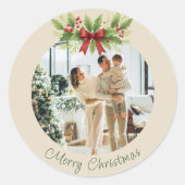 エレガントなホリーデイ＆レッドリボン クリスマス -  ラウンドシール (正面)