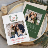 エレガントなホリーデコール モノグラムフォト シーズンカード