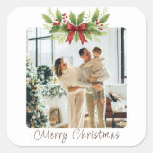 エレガントなホリーデー＆レッドリボン クリスマス -  スクエアシール (正面)