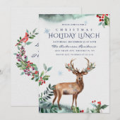 エレガントなホリーデー 鹿とイチゴのクリスマス ランチ 招待状 (正面/裏面)