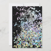エレガントなホログラフィックスパークリーグリッター ブラック ウェディング 招待状 (裏面)