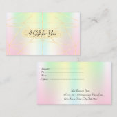 エレガントなホログラフィック幾何学模様のストライプ 割引カード (正面/裏面)