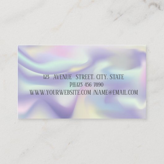 エレガントなホログラフィック ミュージック ノーツ ヘッドホン DJ 名刺 (裏面)