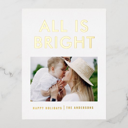 エレガントなホログラム1枚の写真 現代的なホログラムのホリデー ポストカード (正面)