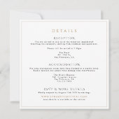 エレガントなホワイトとゴールドのモノグラムオールインワンウェディング 招待状 (裏面)