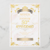 エレガントなホワイトとゴールドの縁取りの箔押し招待状 箔招待状 (正面)