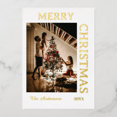 エレガントなホワイトとゴールド 箔シーズンカード (正面)