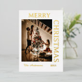 エレガントなホワイトとゴールド 箔シーズンカード (立ち正面)