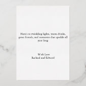 エレガントなホワイトとゴールド 箔シーズンカード (裏面)