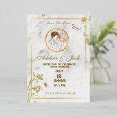 エレガントなホワイトとゴールド 箔招待状 (立ち正面)