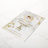 エレガントなホワイトとゴールド 箔招待状 (回転した状態)