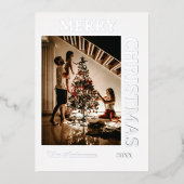 エレガントなホワイトとシルバー 箔シーズンカード (正面)