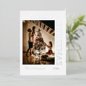 エレガントなホワイトとシルバー 箔シーズンカード (立ち正面)