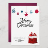 エレガントなホワイトとレッド | メリークリスマス シーズンカード (正面/裏面)