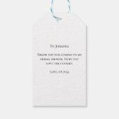 エレガントなホワイトのウィンターピン ブライダルシャワー ギフトタグ (裏面)