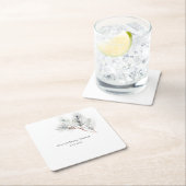 エレガントなホワイトのウィンターピン ブライダルシャワー スクエアペーパーコースター (インサイチュ)