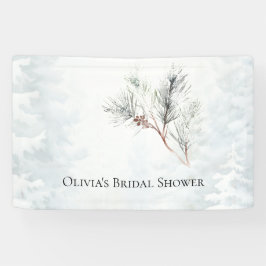 エレガントなホワイトのウィンターピン ブライダルシャワー 横断幕