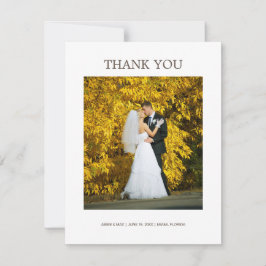 エレガントなホワイトのミニマリスト結婚式の写真    サンキューカード