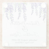 エレガントなホワイトの紫の藤の花 ガラスコースター (裏面)