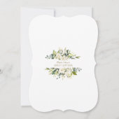 エレガントなホワイトアイボリー フラワーズ ゴールドフレーム スイート16 招待状 (裏面)